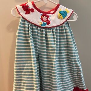 Stitchy Fish Mermaid Princess Applique Dress, Aqua 4T